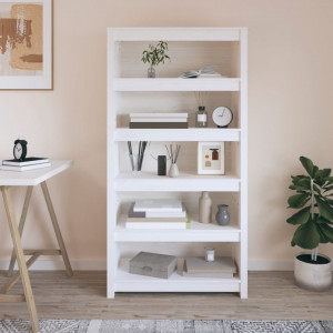 Bibliotecă, alb, 80x35x154 cm, lemn masiv de pin - V821690V - Img 3