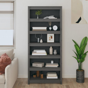 Bibliotecă, gri, 80x35x183 cm, lemn masiv de pin - V821696V - Img 3