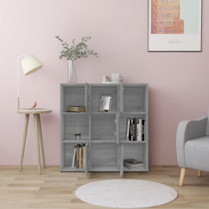 Bibliotecă, gri sonoma, 90x30x90 cm, lemn prelucrat - V815550V - Img 3