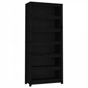 Bibliotecă, negru, 80x35x183 cm, lemn masiv de pin - V821698V - Img 1