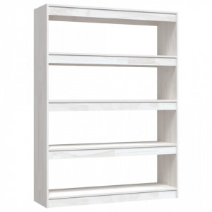 Bibliotecă/Separator cameră alb 100x30x135,5 cm lemn masiv pin - V808219V - Img 1