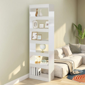 Bibliotecă/Separator cameră, alb extralucios, 60x30x198 cm - V811688V - Img 2
