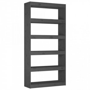 Bibliotecă/Separator cameră, gri, 80x30x167,4 cm lemn masiv pin - V808200V