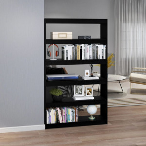Bibliotecă/Separator cameră, negru,100x30x167,5 cm, pin masiv - V808227V - Img 3