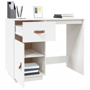 Birou, alb, 95x50x75 cm, lemn masiv de pin - V820103V - Img 4