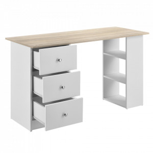 Birou alb/culoarea stejarului cu 3 sertare si 3 polite - P67977820 - Img 3