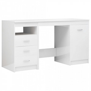 Birou, alb extralucios, 140 x 50 x 76 cm, lemn prelucrat - V3054786V