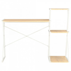 Birou cu raft, alb si stejar, 116 x 50 x 93 cm - V20291V - Img 2