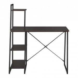 Birou cu rafturi, negru/efect lemn de nuc - P65862404 - Img 2