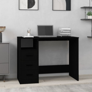 Birou cu sertare, negru, 102x50x76 cm, lemn prelucrat - V823033V - Img 2