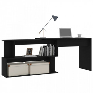Birou de colt, negru, 200 x 50 x 76 cm, PAL - V801099V - Img 3