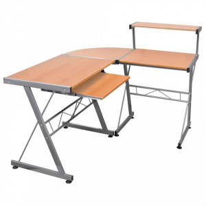 Birou de computer colțar, maro, 132x112x99 cm, lemn prelucrat - V20586V - Img 2