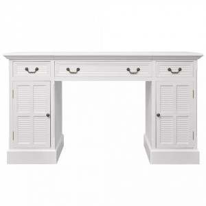 Birou dublu cu piedestal, 140 x 48 x 80 cm, alb - V244370V - Img 4