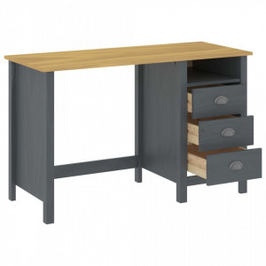 Birou Hill Range cu 3 sertare, gri, 120x50x74 cm, lemn de pin - V288997V - Img 2