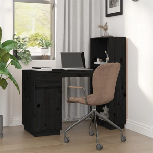 Birou, negru, 110x53x117 cm, lemn masiv de pin - V814513V - Img 2