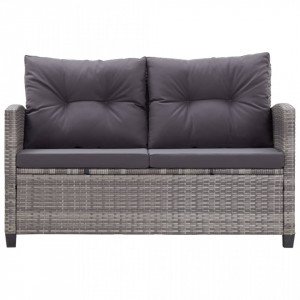 Canapea de gradina cu 2 locuri cu perne, gri, 124 cm, poliratan - V46154V - Img 2