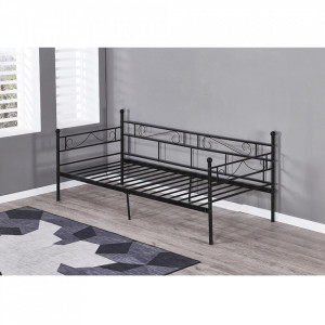 Canapea din metal - de o persoană, negru, 206,4x84x95,2 cm - TP264282 - Img 3