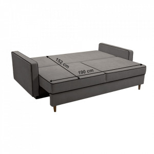 Canapea extensibilă, gri / negru, 213x100x90 cm - TP304100 - Img 2