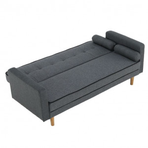 Canapea extensibilă, material gri, 186x75x89 cm - TP227595 - Img 7