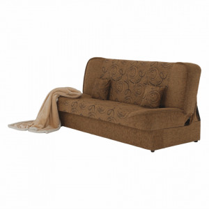 Canapea extensibilă, material textil auriu/model, 194x86x95 cm - TP150972 - Img 2