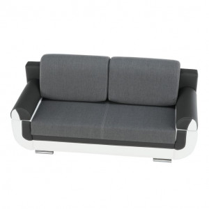 Canapea, piele ecologică alba+gri/material textil gri, 204x89x90 cm - TP88081 - Img 8