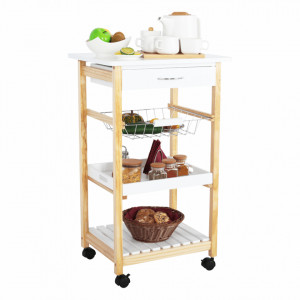 Carucior de servire, alb/natural, 50x40x83 cm - TP255861 - Img 13