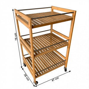 Cărucior de servire, bambus natural, 47x38x76 cm - TP277827 - Img 2