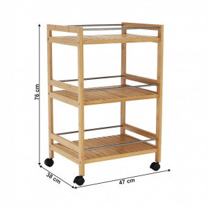 Cărucior de servire, bambus natural, 47x38x76 cm - TP277827 - Img 11
