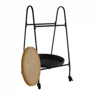 Cărucior de servire, culoarea stejar/negru, 43x40x78 cm - TP302749 - Img 16