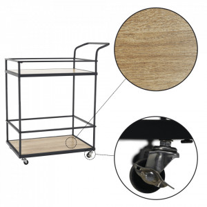 Cărucior de servire, culoarea stejar/negru, 61x43x89 cm - TP302744 - Img 11
