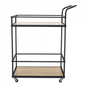 Cărucior de servire, culoarea stejar/negru, 61x43x89 cm - TP302744 - Img 20