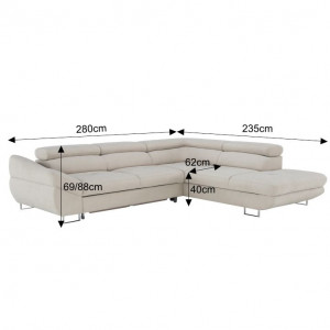 colţar, grej taupe, dreapta, 280x235x69/88 cm - TP211020 - Img 10