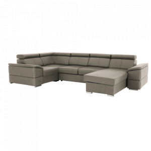 Colţar, gri maroniu Taupe, model dreapta, 330x79/97x183/196 cm - TP263487 - Img 1