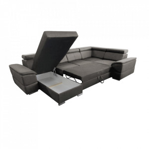 Colţar, gri maroniu Taupe, model stânga, 330x79/97x183/196 cm - TP263528 - Img 2