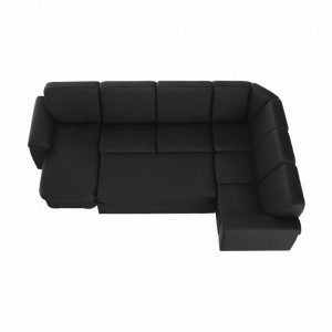 Colţar în formă de U, piele ecologică neagră, model stânga, 330x88x215/153 cm - TP108350 - Img 14