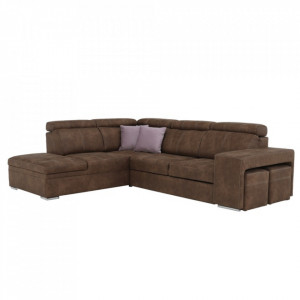 Colţar, material maro/violet deschis, stânga, 275x220x85/100 cm - TP210945 - Img 14