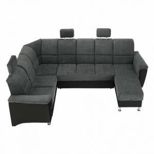 Colţar, piele eco neagră/textil gri închis, stânga - TP149897 - Img 10