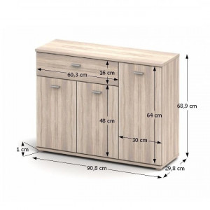 Comodă, 90.8x68.9x29.8 cm, sonoma - TP85381 - Img 3