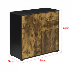 Comoda cu 2 sertare si 2 usi negru/efect stejar nuanta inchisa - P76949428 - Img 3