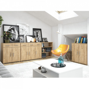Comodă cu 3 sertare și 3 dulapuri, stejar, 105x35x79 cm - TP263138 - Img 3