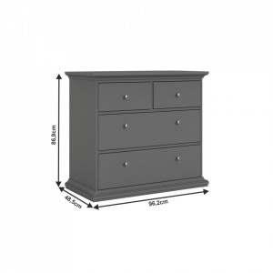 Comodă cu 4 sertare, gri, 96x48x86 cm - TP263238 - Img 3