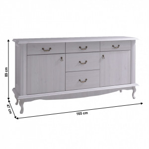 Comodă cu 5 sertare și 2 dulapuri, alb antichizat, 165x47x89 cm - TP264733 - Img 6