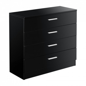 Comoda Drammen S, 67 x 70 x 30 cm, PAL, negru extralucios, cu 4 sertare - P71374745