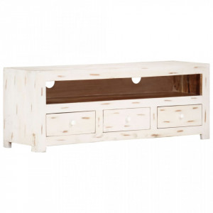 Comodă TV, alb, 110x30x40 cm, lemn masiv de acacia - V337849V - Img 2