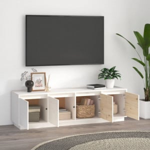 Comodă TV, alb, 156x37x45 cm, lemn masiv de pin - V814395V - Img 3