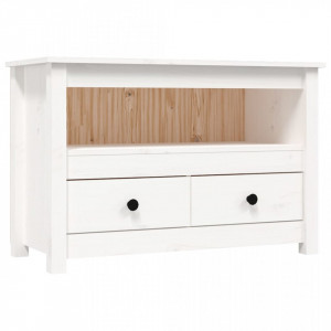 Comodă TV, alb, 79x35x52 cm, lemn masiv de pin - V821498V