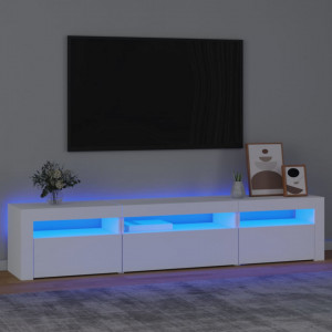 Comodă TV cu lumini LED, alb, 195x35x40 cm - V3152738V - Img 2