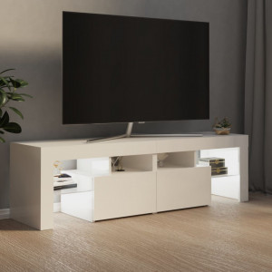 Comodă TV cu lumini LED, alb extralucios, 140x36,5x40 cm - V804370V - Img 4