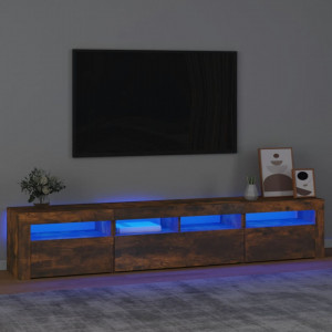 Comodă TV cu lumini LED, stejar fumuriu, 210x35x40 cm - V3152735V - Img 2
