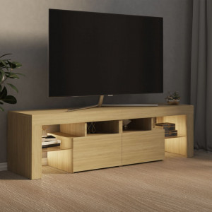 Comodă TV cu lumini LED, stejar Sonoma, 140x36,5x40 cm - V804367V - Img 4